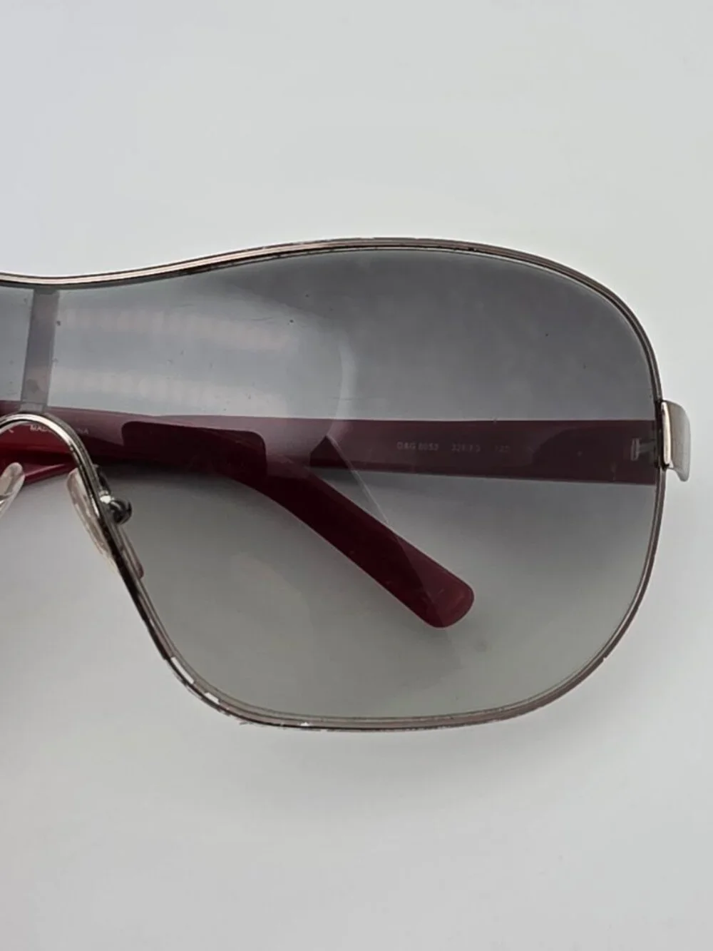 Dolce & Gabbana D&G6053 328/8G Gunmetal Plaid Frame Grey Lens Shield Sunglasses